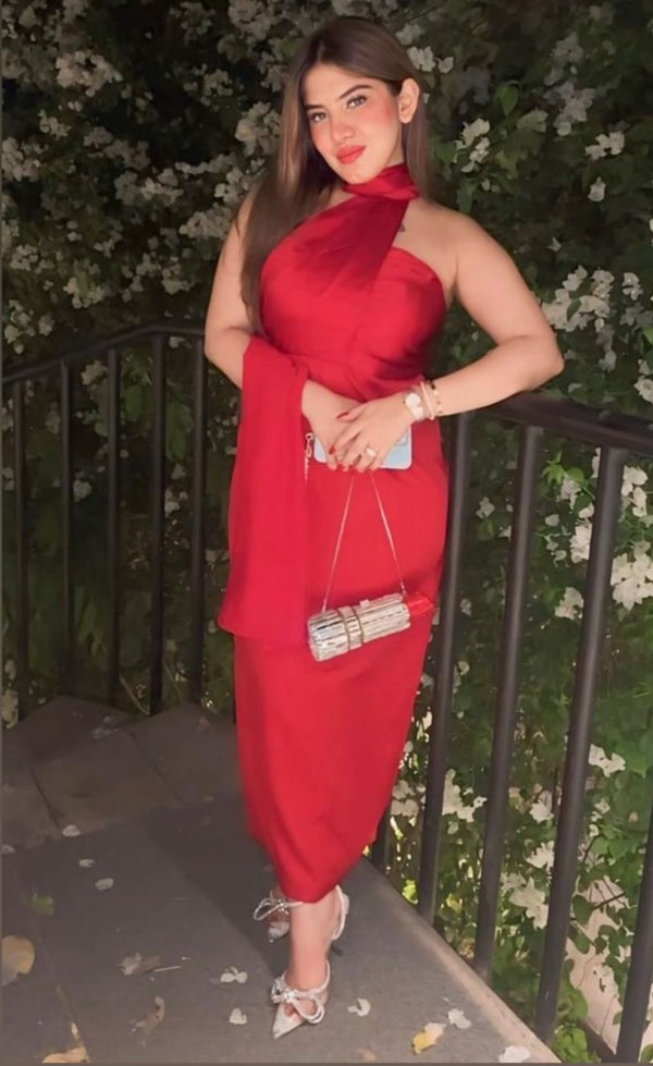 Red Satin Evening dress