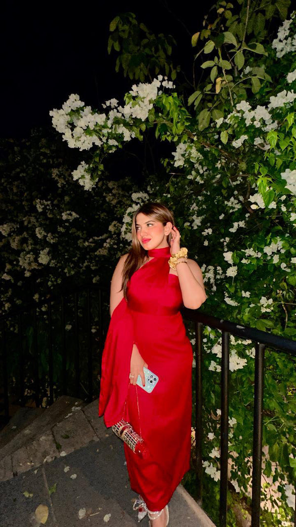 Red Satin Evening dress